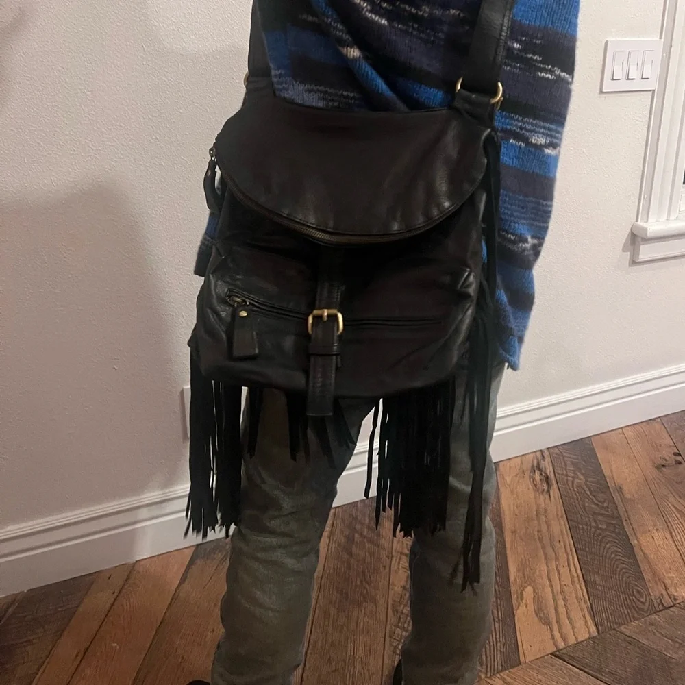 Fringe Nappa Leather Hobo Bag